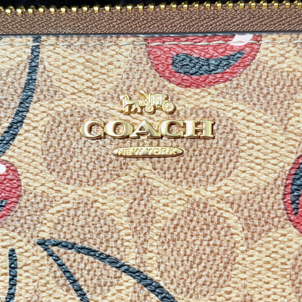 Coach Brown Cherry Print Wristlet - Picture 9 of 13